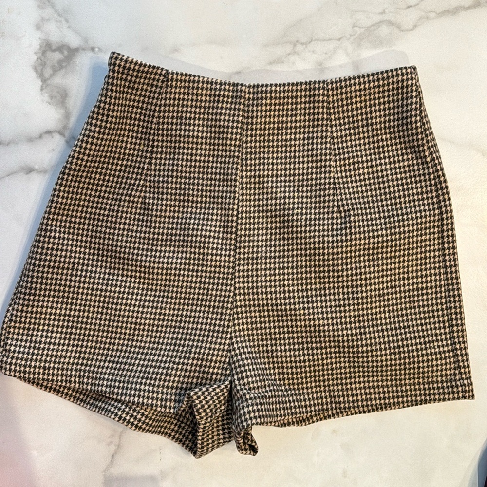 SHEIN high waisted shorts | Gingham pattern beige/brown | size X